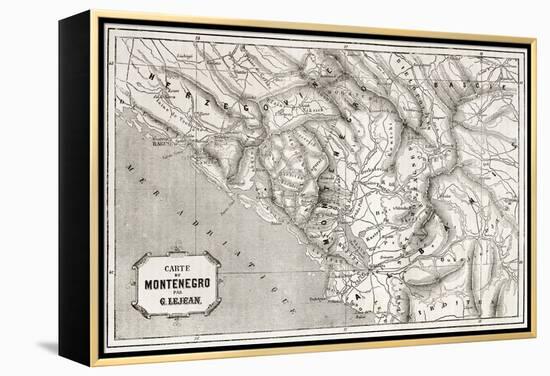 Old Map Of Montenegro. Created By Lejean, Published On Le Tour Du Monde, Paris, 1860-marzolino-Framed Stretched Canvas