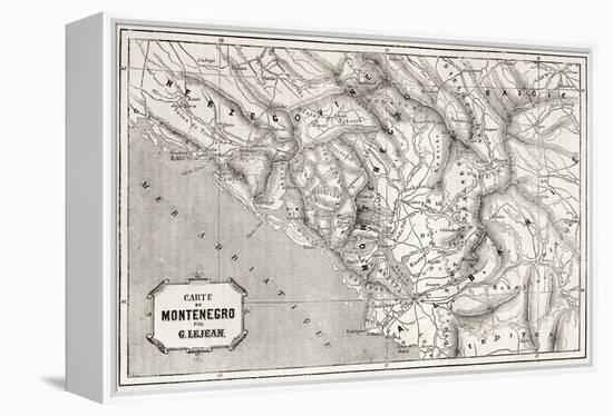 Old Map Of Montenegro. Created By Lejean, Published On Le Tour Du Monde, Paris, 1860-marzolino-Framed Stretched Canvas