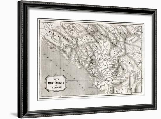 Old Map Of Montenegro. Created By Lejean, Published On Le Tour Du Monde, Paris, 1860-marzolino-Framed Art Print