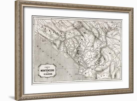 Old Map Of Montenegro. Created By Lejean, Published On Le Tour Du Monde, Paris, 1860-marzolino-Framed Art Print