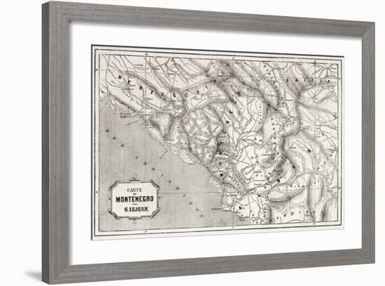 Old Map Of Montenegro. Created By Lejean, Published On Le Tour Du Monde, Paris, 1860-marzolino-Framed Art Print