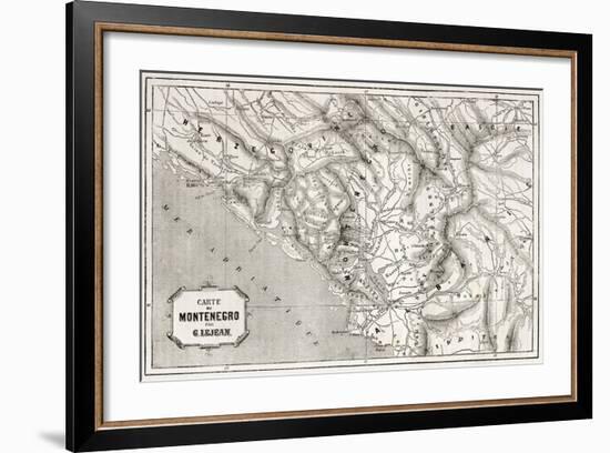 Old Map Of Montenegro. Created By Lejean, Published On Le Tour Du Monde, Paris, 1860-marzolino-Framed Art Print