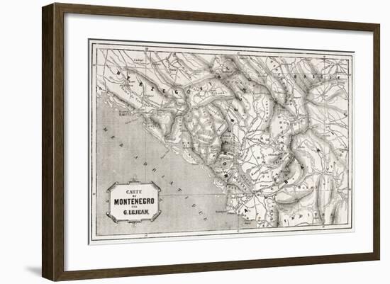 Old Map Of Montenegro. Created By Lejean, Published On Le Tour Du Monde, Paris, 1860-marzolino-Framed Art Print