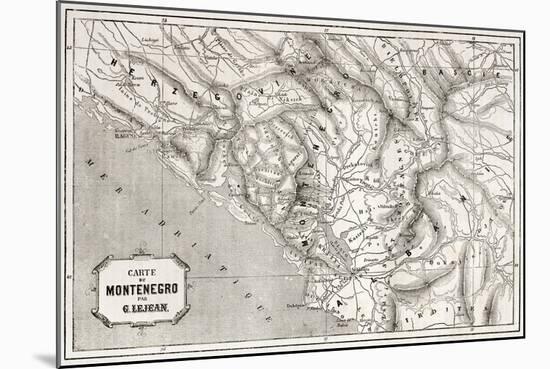 Old Map Of Montenegro. Created By Lejean, Published On Le Tour Du Monde, Paris, 1860-marzolino-Mounted Art Print