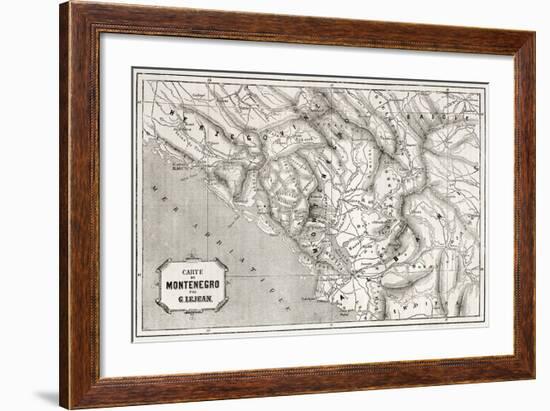 Old Map Of Montenegro. Created By Lejean, Published On Le Tour Du Monde, Paris, 1860-marzolino-Framed Art Print