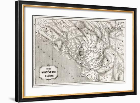 Old Map Of Montenegro. Created By Lejean, Published On Le Tour Du Monde, Paris, 1860-marzolino-Framed Art Print