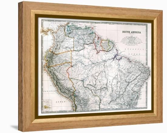 Old Map Of Northern South America-Tektite-Framed Stretched Canvas