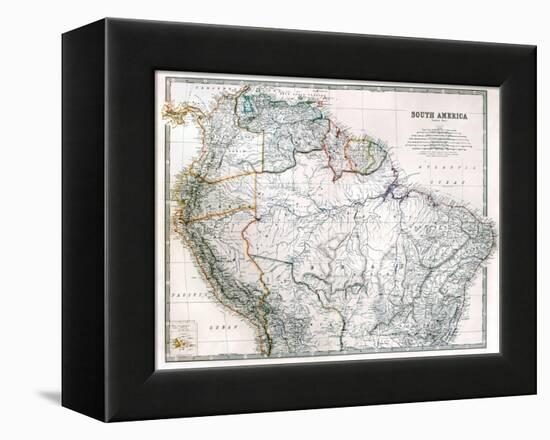 Old Map Of Northern South America-Tektite-Framed Stretched Canvas