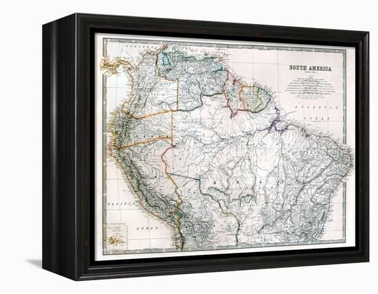 Old Map Of Northern South America-Tektite-Framed Stretched Canvas