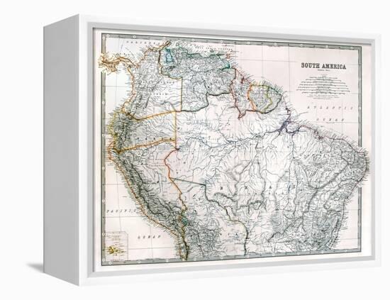 Old Map Of Northern South America-Tektite-Framed Stretched Canvas