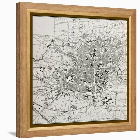 Old Map Of Nuremberg, Germany-marzolino-Framed Stretched Canvas