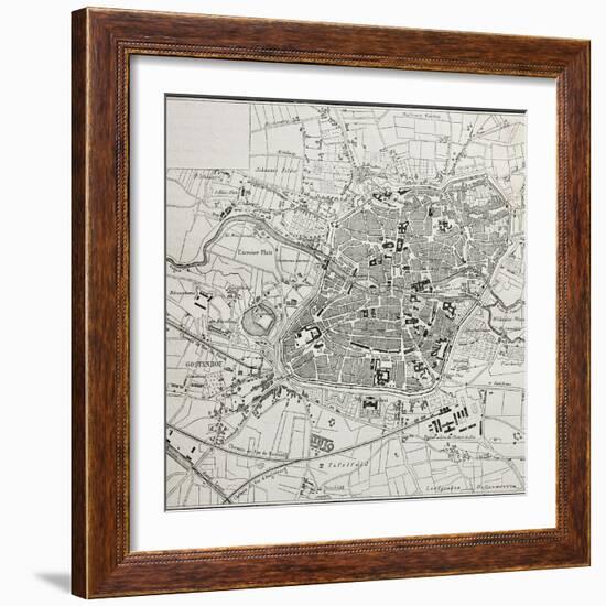 Old Map Of Nuremberg, Germany-marzolino-Framed Art Print