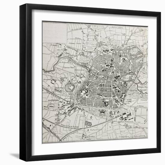 Old Map Of Nuremberg, Germany-marzolino-Framed Art Print