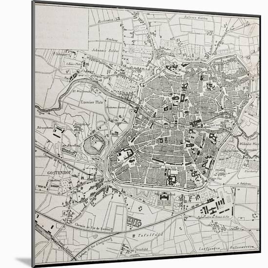 Old Map Of Nuremberg, Germany-marzolino-Mounted Art Print