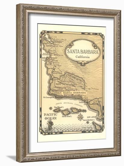 Old Map of Santa Barbara, California-null-Framed Art Print