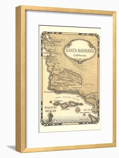 Old Map of Santa Barbara, California-null-Framed Art Print