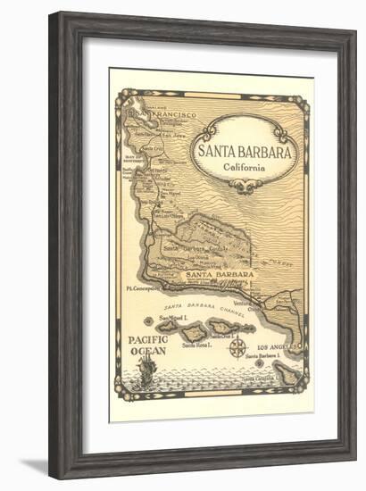 Old Map of Santa Barbara, California-null-Framed Art Print