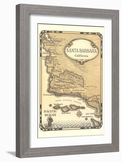 Old Map of Santa Barbara, California-null-Framed Art Print