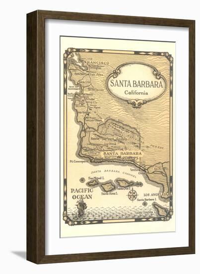 Old Map of Santa Barbara, California-null-Framed Art Print