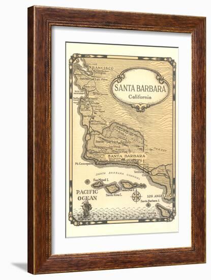 Old Map of Santa Barbara, California-null-Framed Art Print