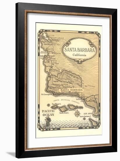 Old Map of Santa Barbara, California-null-Framed Art Print