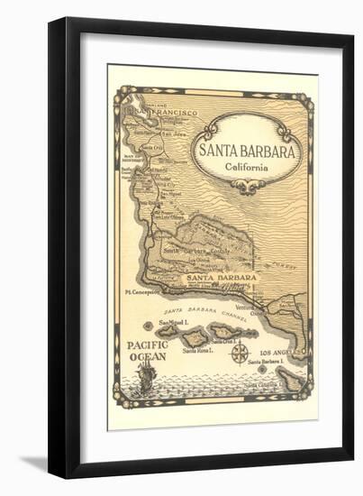 Old Map of Santa Barbara, California--Framed Art Print