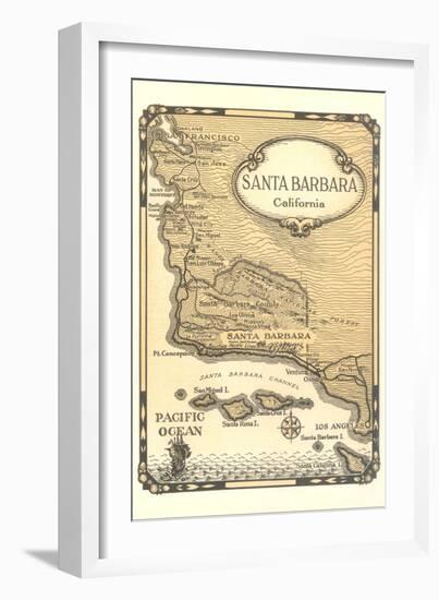 Old Map of Santa Barbara, California-null-Framed Art Print