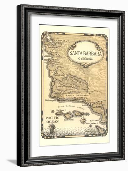 Old Map of Santa Barbara, California-null-Framed Art Print