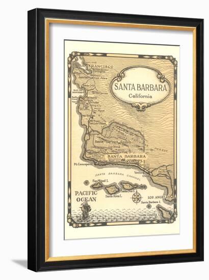Old Map of Santa Barbara, California-null-Framed Art Print