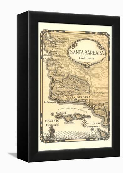 Old Map of Santa Barbara, California-null-Framed Stretched Canvas