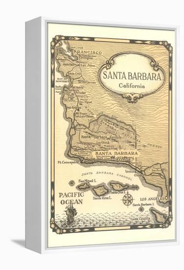 Old Map of Santa Barbara, California-null-Framed Stretched Canvas