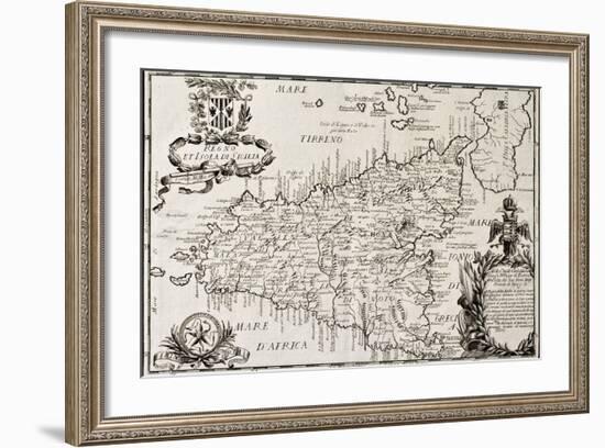 Old Map Of Sicily-marzolino-Framed Art Print