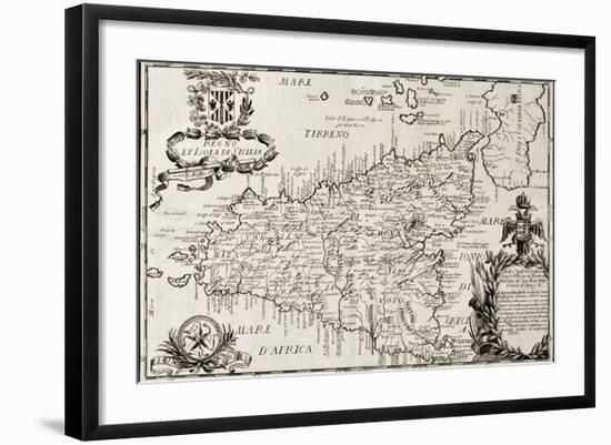 Old Map Of Sicily-marzolino-Framed Art Print