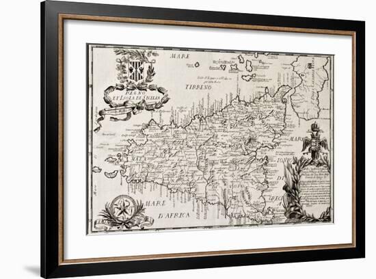 Old Map Of Sicily-marzolino-Framed Art Print