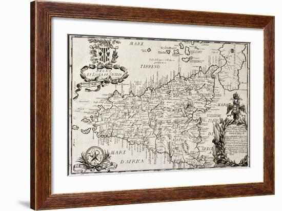 Old Map Of Sicily-marzolino-Framed Art Print