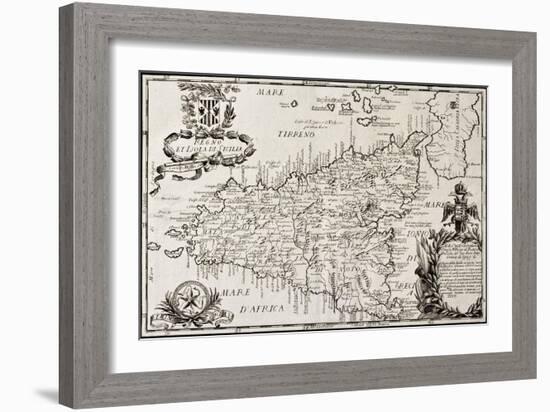 Old Map Of Sicily-marzolino-Framed Art Print