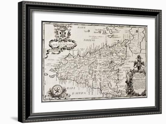 Old Map Of Sicily-marzolino-Framed Art Print