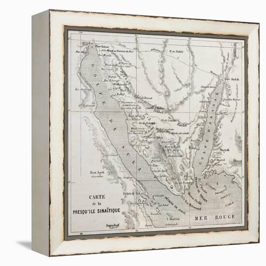 Old Map Of Sinai Peninsula. Created By Erhard, Published On Le Tour Du Monde, Paris, 1864-marzolino-Framed Stretched Canvas