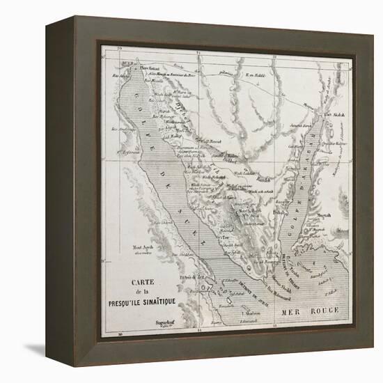 Old Map Of Sinai Peninsula. Created By Erhard, Published On Le Tour Du Monde, Paris, 1864-marzolino-Framed Stretched Canvas