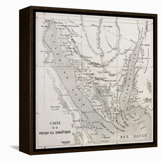 Old Map Of Sinai Peninsula. Created By Erhard, Published On Le Tour Du Monde, Paris, 1864-marzolino-Framed Stretched Canvas