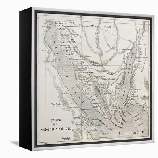 Old Map Of Sinai Peninsula. Created By Erhard, Published On Le Tour Du Monde, Paris, 1864-marzolino-Framed Stretched Canvas