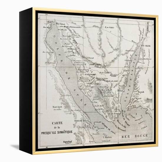 Old Map Of Sinai Peninsula. Created By Erhard, Published On Le Tour Du Monde, Paris, 1864-marzolino-Framed Stretched Canvas