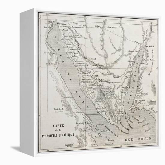 Old Map Of Sinai Peninsula. Created By Erhard, Published On Le Tour Du Monde, Paris, 1864-marzolino-Framed Stretched Canvas