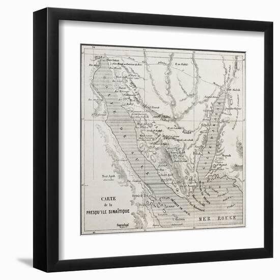 Old Map Of Sinai Peninsula. Created By Erhard, Published On Le Tour Du Monde, Paris, 1864-marzolino-Framed Art Print