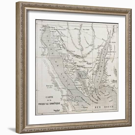 Old Map Of Sinai Peninsula. Created By Erhard, Published On Le Tour Du Monde, Paris, 1864-marzolino-Framed Art Print