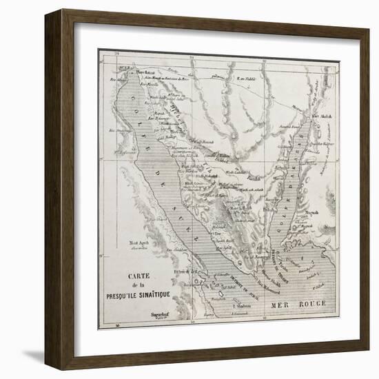 Old Map Of Sinai Peninsula. Created By Erhard, Published On Le Tour Du Monde, Paris, 1864-marzolino-Framed Art Print