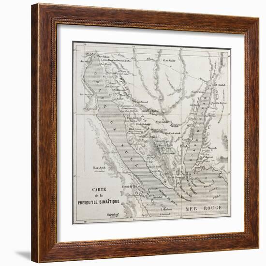 Old Map Of Sinai Peninsula. Created By Erhard, Published On Le Tour Du Monde, Paris, 1864-marzolino-Framed Art Print