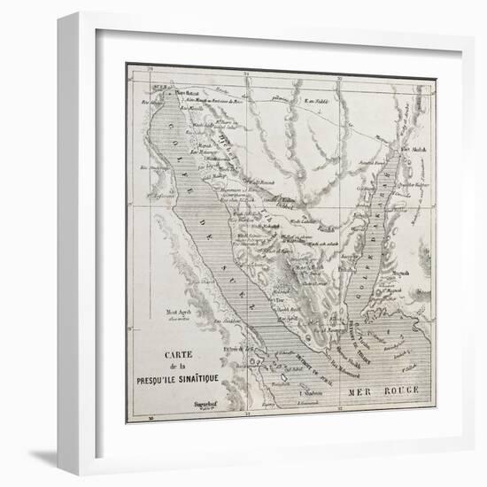 Old Map Of Sinai Peninsula. Created By Erhard, Published On Le Tour Du Monde, Paris, 1864-marzolino-Framed Art Print