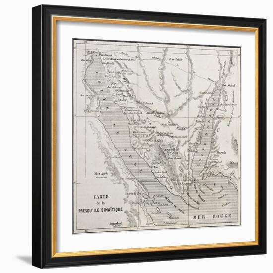 Old Map Of Sinai Peninsula. Created By Erhard, Published On Le Tour Du Monde, Paris, 1864-marzolino-Framed Art Print