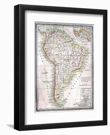 Old Map Of South America-Tektite-Framed Premium Giclee Print